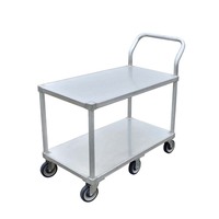 Carretilla de metal con ruedas de plataforma de acero para servir alimentos, alta resistencia y durabilidad