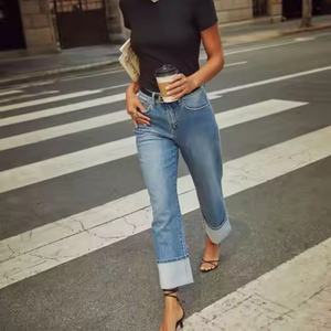 กางเกงยีนส์ทรงตรงหลวมใส่สบาย ระบายอากาศได้ดี สไตล์วินเทจ เอวยางยืด สำหรับผู้หญิง ปี 2025 - Product Image 5