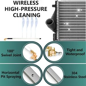 新しい 24-47 インチラジエータークリーニングワンドツール 4500 Psi スリムファンスプレーノズルブラシクイックカプラー自動車用コンデンサーステンレス鋼 - Product Image 3