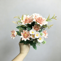Bouquet de dahlias et marguerites artificielles en soie sur mesure pour mariage, décoration intérieure, fleurs artificielles OEM ODM