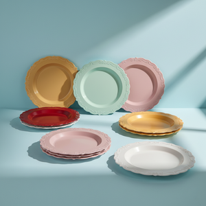 कस्टम थोक pp 7.5in 10 रंगीन डिस्पोजेबल डाइनिंग प्लेट्स पूर्ण आकार चार्जर प्लेट प्लास्टिक व्यंजन रात के खाने की प्लेट - Product Image 4