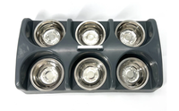 Station d'alimentation pour chiens multi-bols de qualité commerciale, 6 bols, en acier inoxydable, pour toutes les races de chiens, design durable et facile à nettoyer
