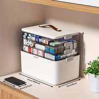 Boîte de rangement médicale rectangulaire en plastique PP grande capacité avec poignée amovible et couvercle, 4 compartiments pour la maison et le bureau