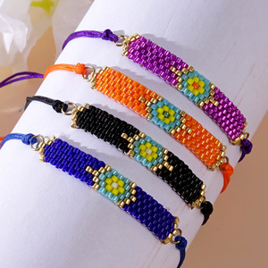 2026 여성을위한 최고의 판매 아이 패턴 미유키 비즈 팔찌 수제 멀티 컬러 및 조정 가능한 짠 문자열 비즈 팔찌 - Product Image 4