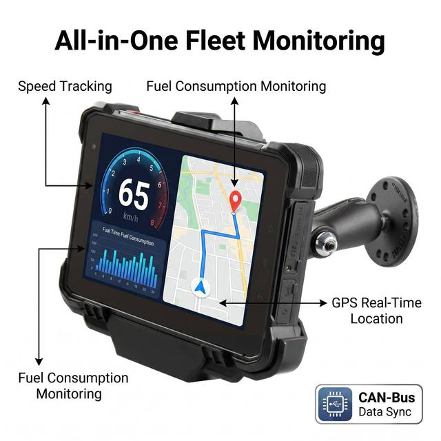 VT-7 Pro Qualcomm Octa-core 7 Inch IP67 Rugged Android Vehicle Tablet for Fleet Management Telematics with CAN BUS OBD-II J1939
