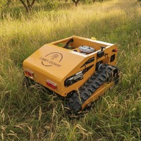 Pengiriman Gratis Murah Mesin Pemotong Rumput Robot RC 550mm Beroda Rantai, Starter Elektrik Bensin, untuk Lereng, Dikendalikan Jarak Jauh