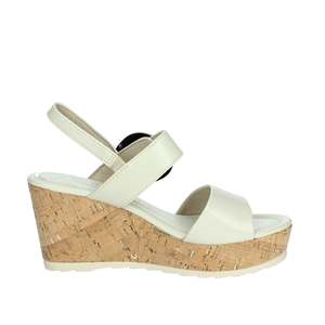 Sandalo con zeppa da donna Marco Tozzi color crema 2-28306-44 con suola in sughero stile platform - Product Image 4