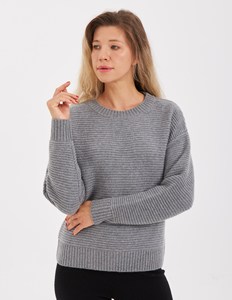 Pull en cachemire pur à 100 % pour femme, col rond, manches longues, tricoté plat, épais, respirant, anti-rides, décontracté pour l'hiver - Product Image 1
