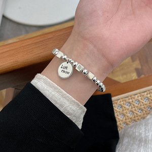 Bracelet à billes en argent sterling S925 avec charme porte-bonheur pour femme, à porter au quotidien - Product Image 2