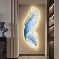 Sculpture murale en plumes illuminée, art déco en bois MDF, applique murale pour salon, chambre, couloir, hôtel, décoration intérieure