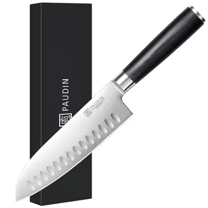 KR4 Best Seller 7 Inch Kitchen Knife 5cr15Mov Steel With Pakka Wood Handle Customized Chefs Knife Japanese Santoku Knife