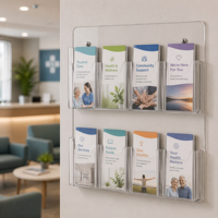 HOTEAM Porte-brochures mural personnalisé en acrylique, présentoir à 8 poches pour dépliants, support de vente en gros OEM