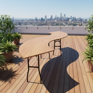 Tavolo Pieghevole da Esterno in Legno <span class=keywords><strong>a</strong></span> <span class=keywords><strong>Mezzaluna</strong></span>/Spirale per Banchetti - Product Image 3