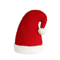 Coussin décoratif en forme de chapeau de Père Noël, en tissu polaire Sherpa doux, coussin en peluche en forme de chapeau de Noël, confortable, décoration de Noël 3D pour la maison, Chine