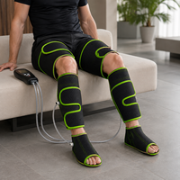 Masseur de jambes à compression d'air pour la récupération sportive avec chauffage du genou, 4 modes et 4 niveaux de pression pour les athlètes, noir et vert