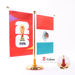 Bandiera da Tavolo Personalizzata degli Stati Uniti con Asta in Acciaio Inox e Base a L in Acciaio Inox con Finitura a Specchio per Ufficio ed Eventi - Product Image 2