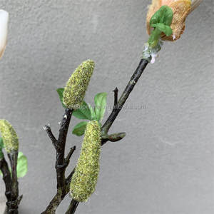 E-593 Vente en gros de fleurs de <span class=keywords><strong>magnolia</strong></span> au toucher réel, 80 cm, faites à la main, respectueuses de l'environnement, décoration de Noël - Product Image 2