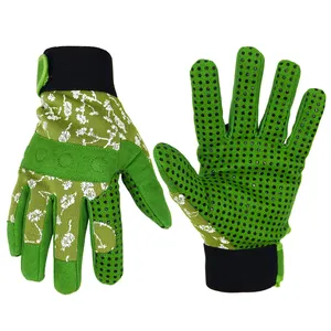 Flower Printing Women Microfiber Anti-vibration Thorn proof Garden Working handschuhe PVC Dots With Different Designs