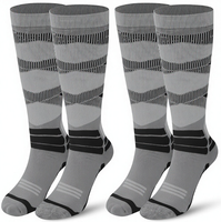 Chaussettes de compression athlétiques gris-noir à rayures losanges, soutien de la voûte plantaire, respirantes, pour le sport et la course, unisexe