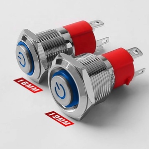 10A 4-พิน19มม. ตัวล็อคตัวเองสว่างสัญลักษณ์พลังงานสูงโปรไฟล์โลหะปุ่มโลหะบัดกรีกันน้ำ12V24V220V ขั้ว - Product Image 4