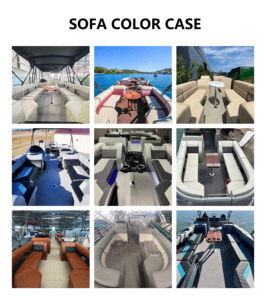 Nuevo diseño azul personalizado cerca Color <span class=keywords><strong>29</strong></span> pies yate aluminio gran familia pontón barco con inodoro y ducha pontón Boatas - Product Image 5