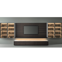 Meubles de luxe de grande capacité sans peinture Cabinet de présentation en panneau de film PVC PB avec portes en verre Armoires pour le salon Vente
