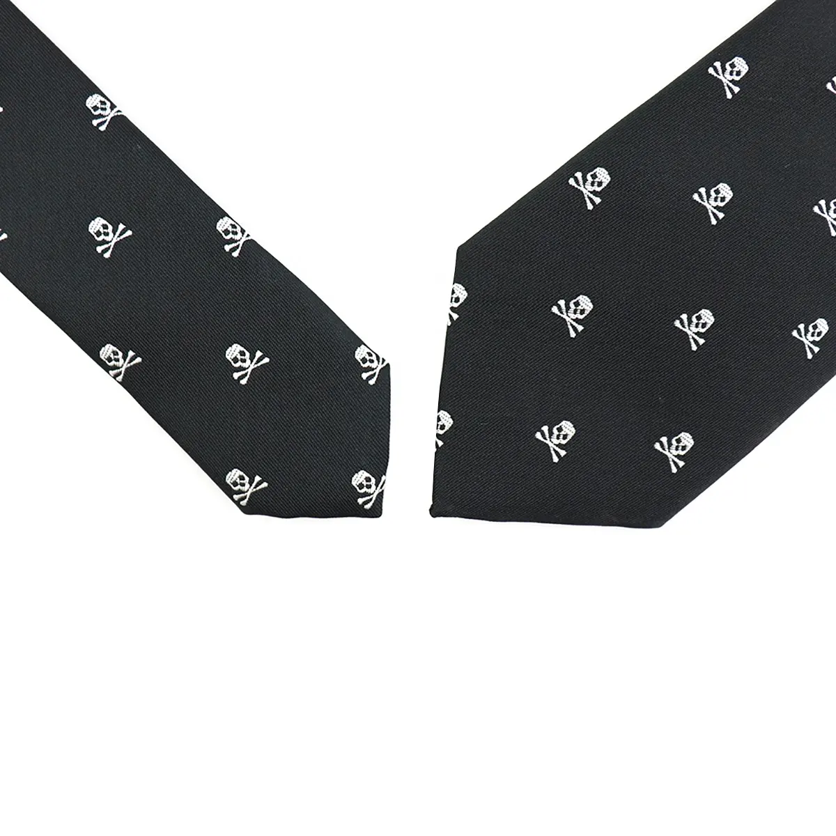 Gravata personalizada Memento Mori para Halloween, gravata artesanal de poliéster slim punk preto branco, moda masculina, gravata de caveira