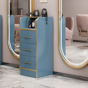 Estilo moderno Barbería y peluquería para el hogar Mesa de herramientas especiales Madera y metal Salón de belleza Cajón Tipo Estante Gabinete - Product Image 2