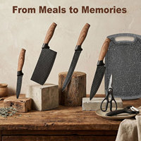 TOALLWIN Nouveau produit, ensemble de couteaux de cuisine, couteau de chef, ensemble de couteaux de cuisine en acier inoxydable avec ciseaux et éplucheur, planche à découper