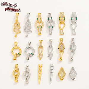 Nantong <b>Snake</b> Shape Clasp 18K Gold White Gold Cubic Zirconia DIY Jewelry Connector Findings Components - Product Image 1