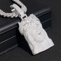 Bijoux pour Homme Pendentif Hip Hop Argent 925 Plaqué Rhodium VVS1 Entièrement Baguette Synthétique Moissanite Diamant Pendentif Jésus Hommes