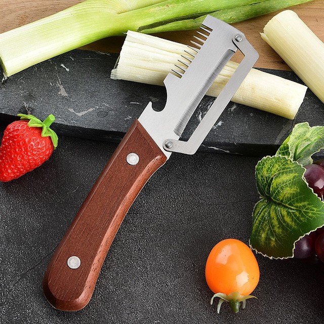 Multifunctional Stainless Steel Manual 3-in-1 Peeler Scallion Cutter Grater Kitchen Shredding Tool Bottle Opener Sharp Home Use