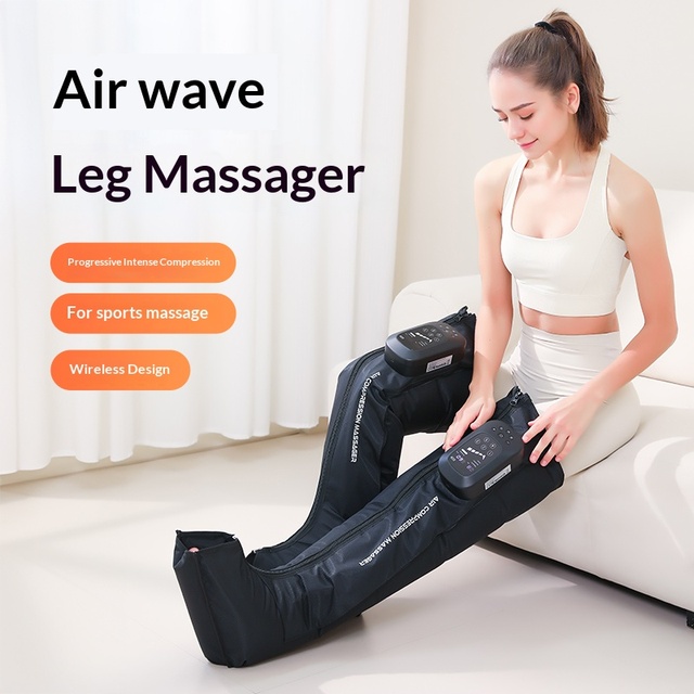 Battery Chargeable Heat Leg air Wave Massager Pneumatic Compression Boots Full Leg air Compression Recovery System