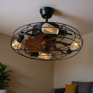 Ventilador de Techo LED Industrial Negro con Luces, 3 Aspas, Motor DC, Control Remoto, Montaje Empotrado, 3 Velocidades, Regulable - Product Image 2