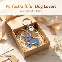 Porte-clés en métal personnalisé en forme de chien de dessin animé, impression UV, cadeau pour les amoureux des animaux, vente en gros