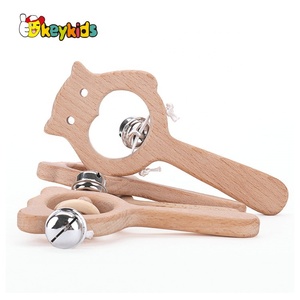 2024 High Quality Wooden <strong>Baby</strong> Wrist <strong>Rattles</strong> with Customize W08K281 - Product Image 2
