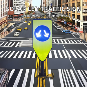 Nhôm Năng Lượng Mặt Trời Dẫn Dấu Hiệu Giao Thông Ngã Ba Trong Đường Làn Đường Hướng Dẫn Với Trái Và Bên Phải Mũi Tên Ngăn Và Đánh Dấu Làn Đường - Product Image 3