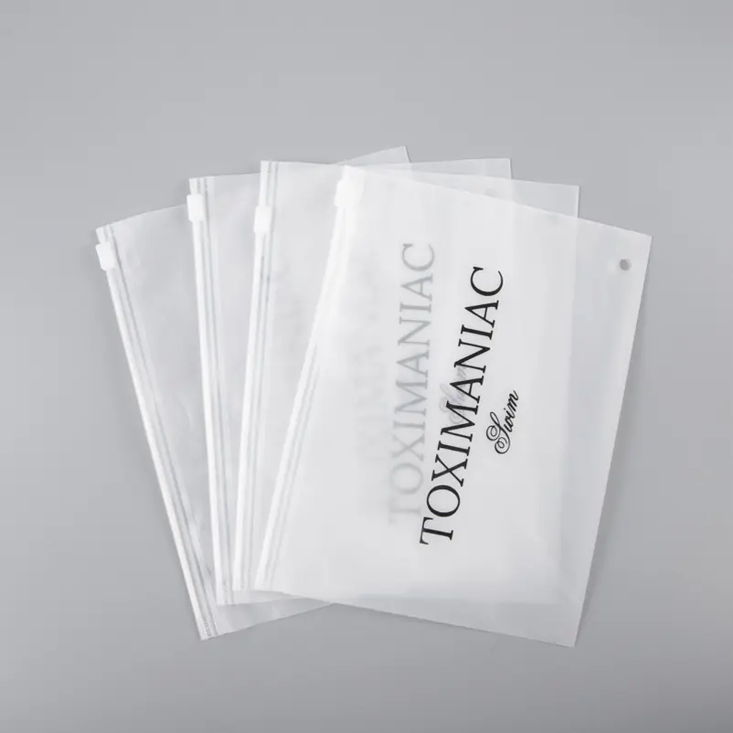 Custom Print Logo Plastic Ziplock Pouch Bag Biodegradable Zip Lock Pvc Small Square Frosted Zipper Bag For Clothing Packaging