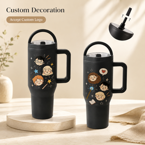 Personalized Cute Cartoon Stainless Steel Insulated Travel <b>Mug</b> with Leakproof Lid and <b>Large</b> Handle - Product Image 1