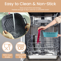Molde de Silicona Resistente al Calor, Bandeja Plegable para Freidora de Aire, Insertos Antiadherentes para Freidora de Aire, Revestimiento de Silicona con Separador