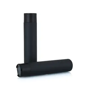Refilled Matte Black Cylinder HDPE 200ml 250ml 300ml Cosméticos Gel de Banho Loção Corporal Shampoo Garrafa com Disco Top