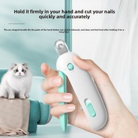 Coupe-ongles et aiguiseur électriques en acier inoxydable pour chats et chiens avec lumière LED, outils de coupe d'ongles pour animaux de compagnie en forme de Totoro