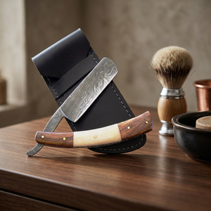 ASAP Foldable Damascus Stainless Steel Cut Throat <b>Razor</b> for <b>Men</b> Luxury Barber Straight <b>Razor</b> with Wood Handle - Product Image 1