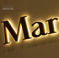 Vente en gros d'enseigne rétro-éclairée en métal Boîte à lumière Acrylique Caractères lumineux Personnages en résine Lettres LED tridimensionnelles