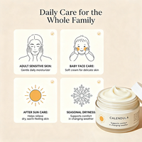 Krim Wajah OEM Organic Calendula & Jojoba Oil 10% Ekstrak Tinggi Bebas Pewangi Menenangkan & Memperbaiki Kulit Sensitif untuk Dewasa