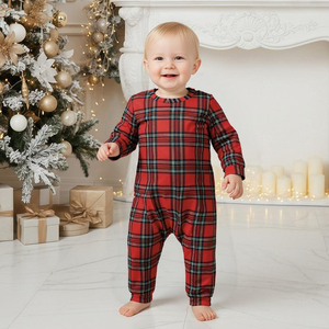 Piyama Keluarga Natal Yaguyuly Set Seragam Atasan Lengan Panjang Celana Kotak-kotak Pakaian Tidur Liburan 100% Poliester Dapat Dicuci Mesin (Pria) - Product Image 6