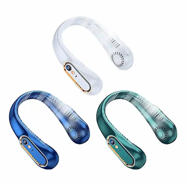 Best Seller 4000mAh Portable Mini Neck Fan Wearable Leafless Design with USB Rechargeable Battery Bladeless Car Cooling Device