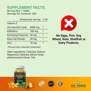 Vitamine C <span class=keywords><strong>ultra</strong></span>-puissante de marque privée 2000mg avec sureau, échinacée, zinc et hanche de <span class=keywords><strong>rose</strong></span>-Supplément booster de défense immunitaire - Product Image 6