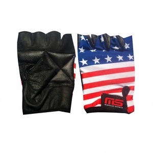 <b>Leather</b> Fitness <b>Gloves</b> Weight Lifting <b>Gloves</b> American USA Flag Printing Gym Fitness <b>Gloves</b> - Product Image 1