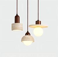 Table à manger minimaliste de style mid-century à trois lumières avec suspension en pierre artificielle pour bar à domicile et salle à manger